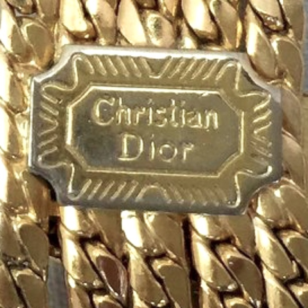 Vintage Christian Dior Gold Multi Strand Logo Medallion Curb Link Belly Chain - Picture 15 of 16